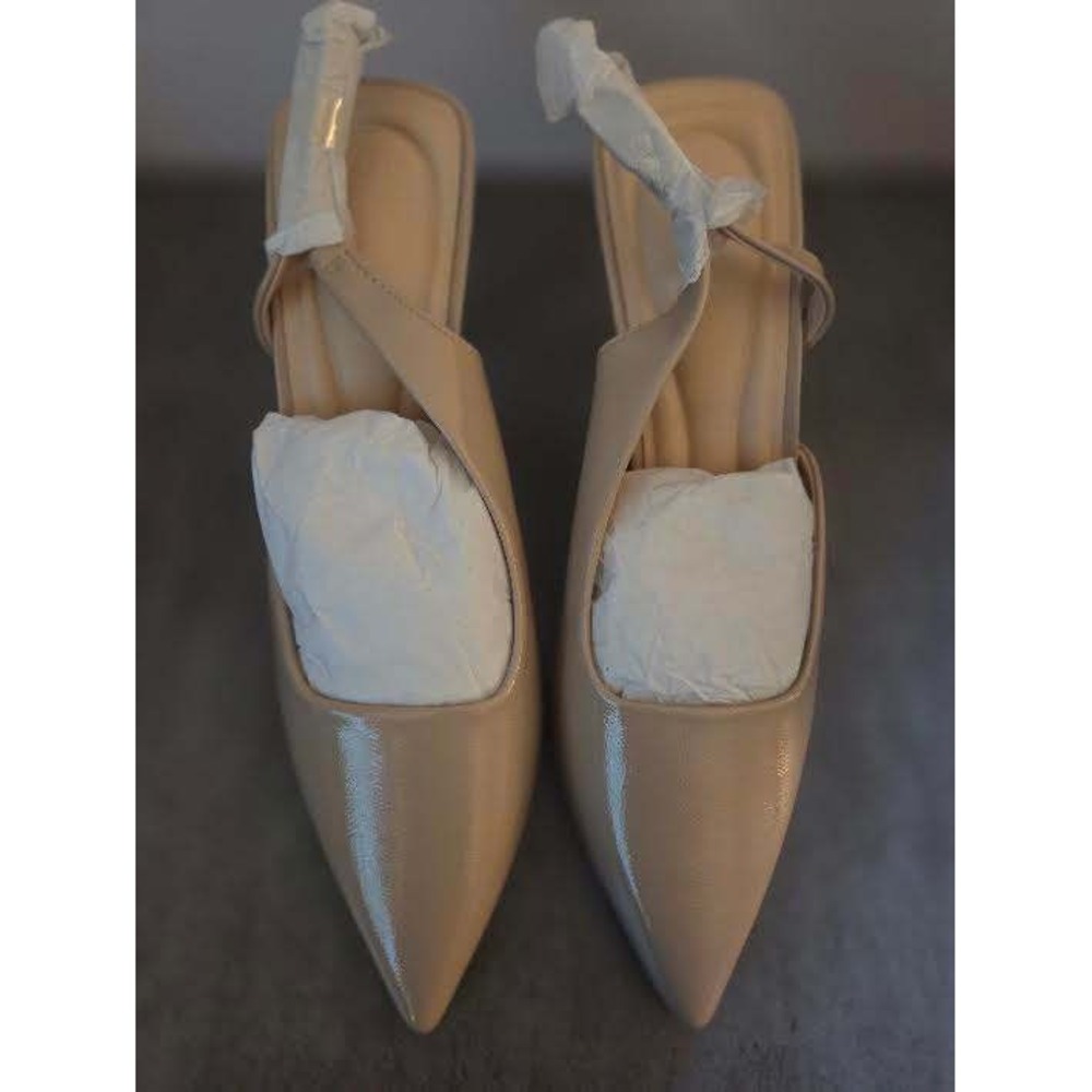 Coutgo Womens Slingback Stiletto High Heels Pointed Toe Pumps Beige Nude Size 9
